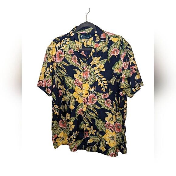Vintage Polo By Ralph Lauren Floral Colorful Cotton Casual  Shirt Size Large - Picture 2 of 6
